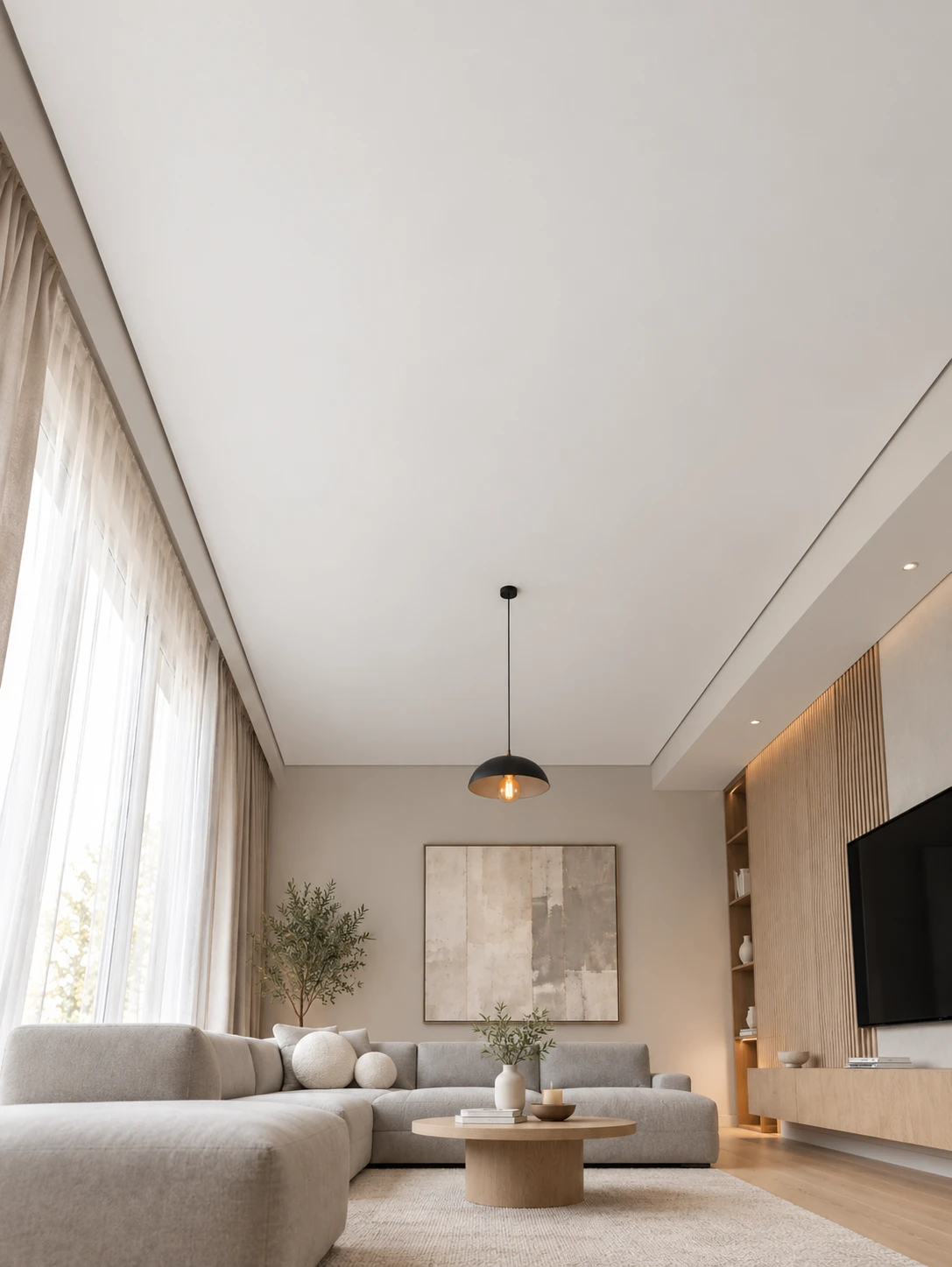 Salon z sufitem napinanym